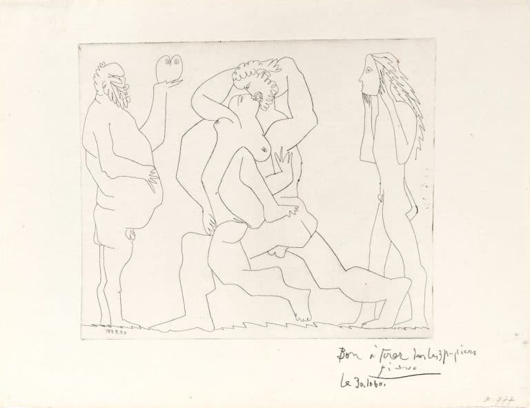 Picasso- BACCHANALE AU HIBOU ET AU JEUNE HOMME MASQUÉ kopie 2